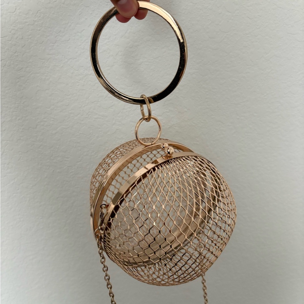 Elegant Gold Mesh Evening Bag